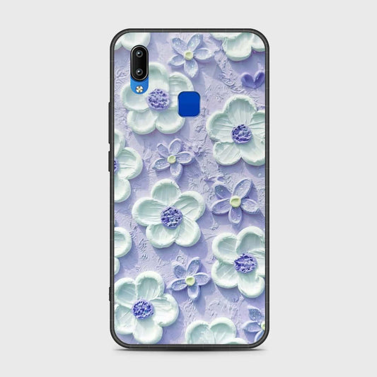 Vivo Y91i Cover - Floral Series - Design 4 - Purple & White - HQ Ultra Shine Premium Infinity Glass Soft Silicon Borders Case