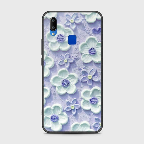 Vivo Y91i Cover - Floral Series - Design 4 - Purple & White - HQ Ultra Shine Premium Infinity Glass Soft Silicon Borders Case