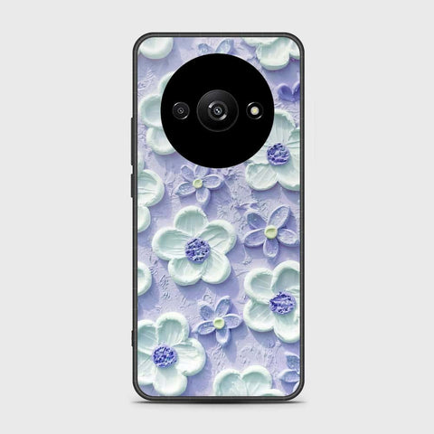 Xiaomi Redmi A3 Cover - Floral Series - Design 4 - Purple & White - HQ Ultra Shine Premium Infinity Glass Soft Silicon Borders Case