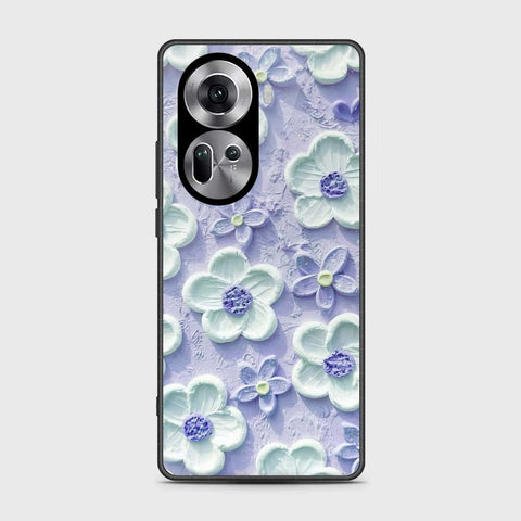 Oppo Reno 11 5G Cover - Floral Series - Design 4 - Purple & White - HQ Ultra Shine Premium Infinity Glass Soft Silicon Borders Case