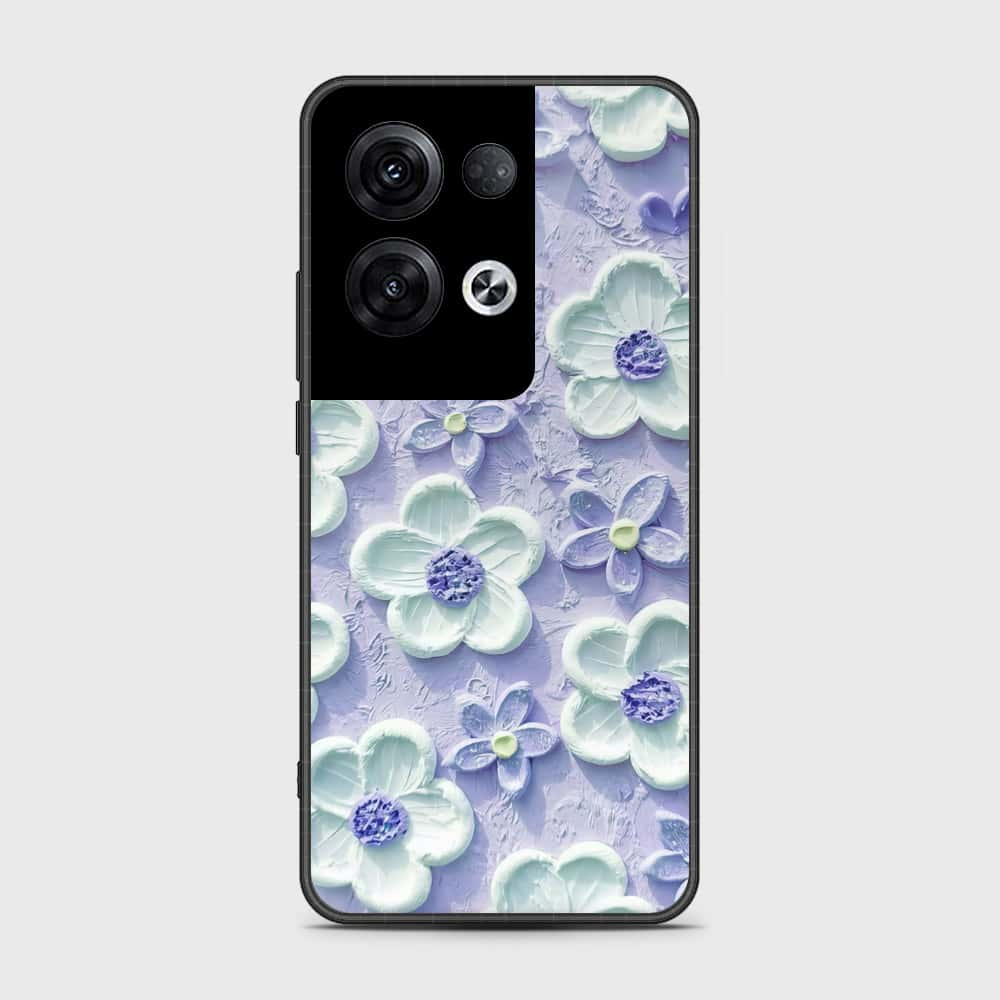 Oppo Reno 8 Pro Plus Cover - Floral Series - Design 4 - Purple & White - HQ Ultra Shine Premium Infinity Glass Soft Silicon Borders Case