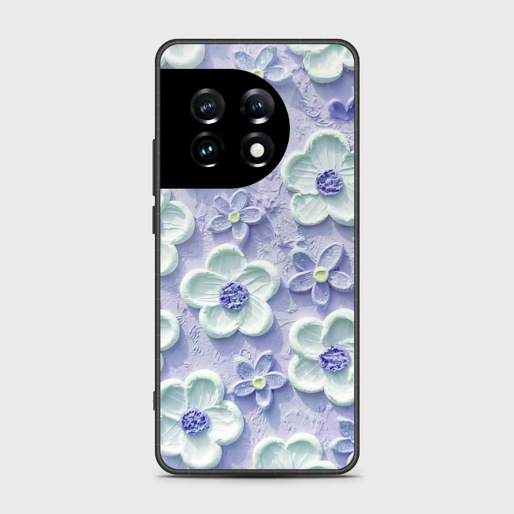 OnePlus Ace 2 Pro Cover - Floral Series - Design 4 - Purple & White - HQ Ultra Shine Premium Infinity Glass Soft Silicon Borders Case