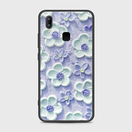 Vivo V9 / V9 Youth Cover - Floral Series - Design 4 - Purple & White - HQ Ultra Shine Premium Infinity Glass Soft Silicon Borders Case