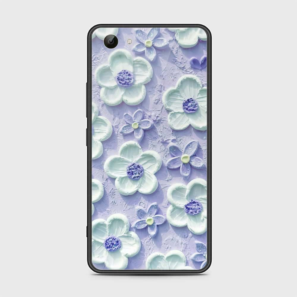 Vivo Y83 Cover - Floral Series - Design 4 - Purple & White - HQ Ultra Shine Premium Infinity Glass Soft Silicon Borders Case