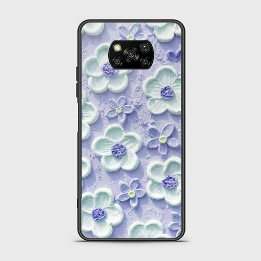 Xiaomi Poco X3 Cover - Floral Series - Design 4 - Purple & White - HQ Ultra Shine Premium Infinity Glass Soft Silicon Borders Case