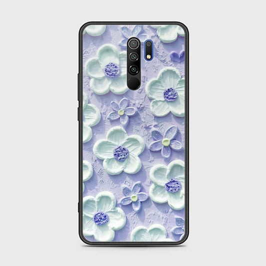 Xiaomi Redmi 9 Cover - Floral Series - Design 4 - Purple & Aqua - HQ Ultra Shine Premium Infinity Glass Soft Silicon Borders Case