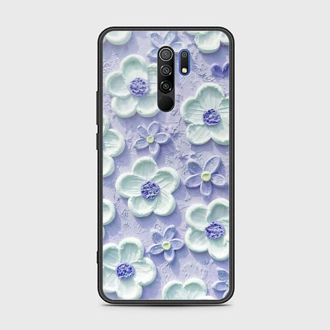 Xiaomi Redmi 9 Cover - Floral Series - Design 4 - Purple & White - HQ Ultra Shine Premium Infinity Glass Soft Silicon Borders Case