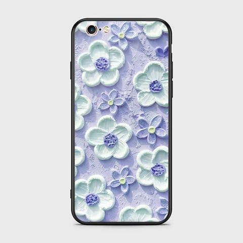 iPhone 6S / 6 Cover - Floral Series - Design 4 - Purple & White - HQ Ultra Shine Premium Infinity Glass Soft Silicon Borders Case