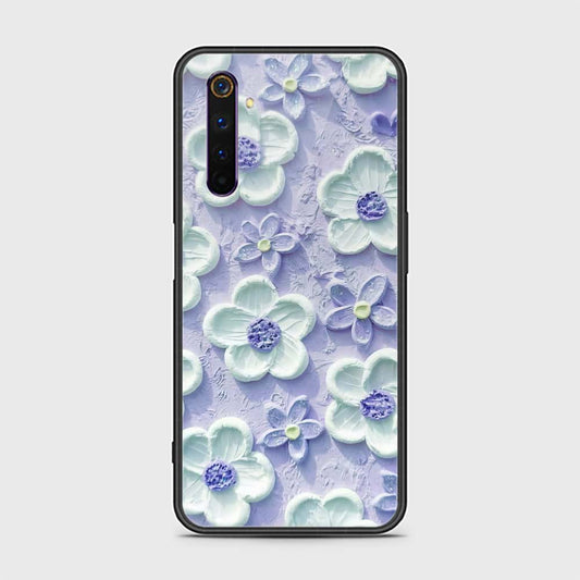 Realme 6 Pro Cover - Floral Series - Design 4 - Purple & White - HQ Ultra Shine Premium Infinity Glass Soft Silicon Borders Case