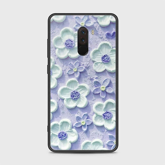 Xiaomi Pocophone F1 Cover - Floral Series - Design 4 - Purple & White - HQ Ultra Shine Premium Infinity Glass Soft Silicon Borders Case