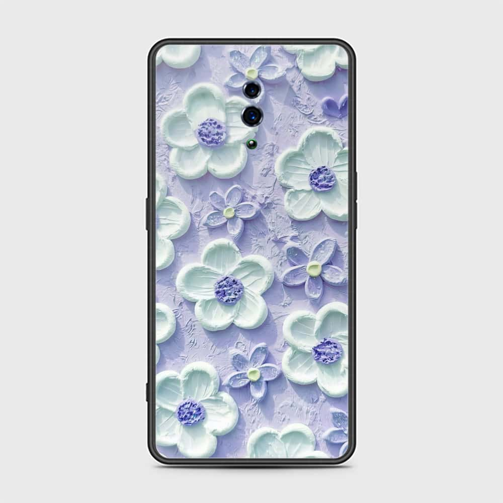 Oppo Reno Cover - Floral Series - Design 4 - Purple & White - HQ Ultra Shine Premium Infinity Glass Soft Silicon Borders Case