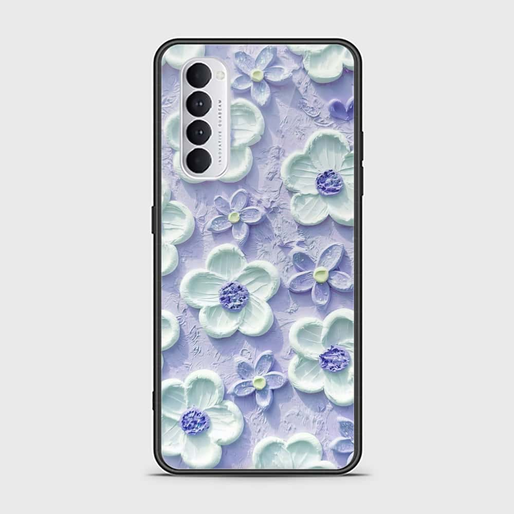 Oppo Reno 4 Pro Cover - Floral Series - Design 4 - Purple & White - HQ Ultra Shine Premium Infinity Glass Soft Silicon Borders Case