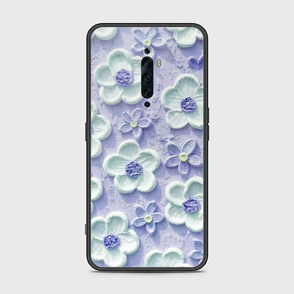 Oppo Reno 2F Cover - Floral Series - Design 4 - Purple & White - HQ Ultra Shine Premium Infinity Glass Soft Silicon Borders Case