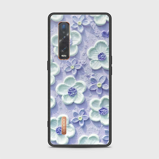 Oppo Find X2 Pro Cover - Floral Series - Design 4 - Purple & White - HQ Ultra Shine Premium Infinity Glass Soft Silicon Borders Case