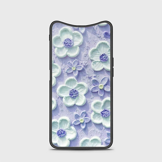 Oppo Find X Cover - Floral Series - Design 4 - Purple & White - HQ Ultra Shine Premium Infinity Glass Soft Silicon Borders Case