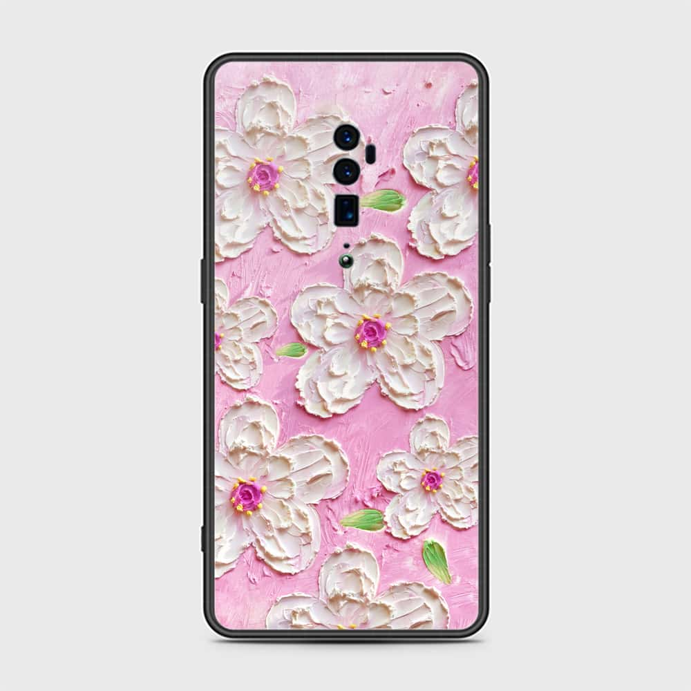 Oppo Reno 10x Zoom Cover - Floral Series - Design 5 - Pink & White - HQ Ultra Shine Premium Infinity Glass Soft Silicon Borders Case