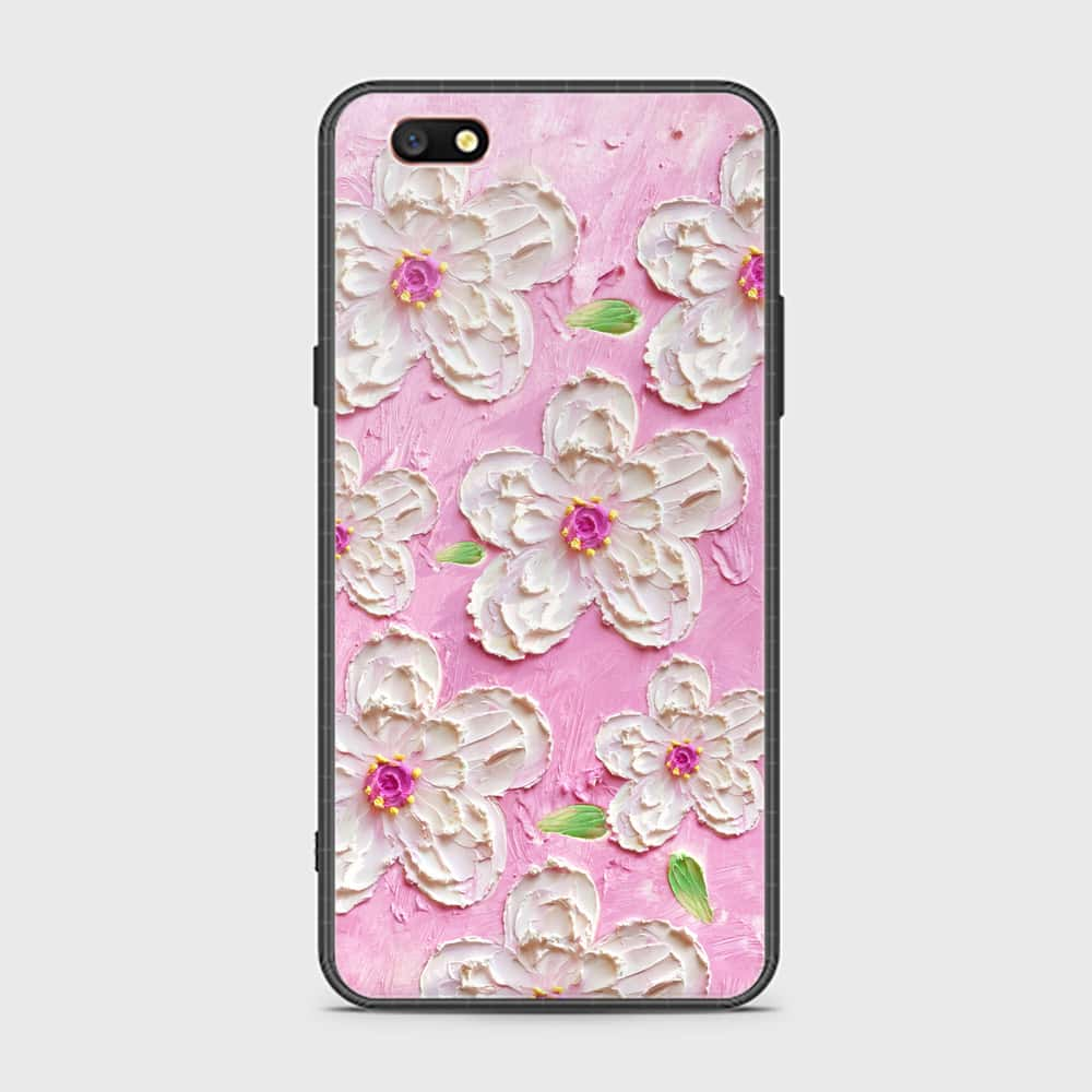 Oppo A77 Cover - Floral Series - Design 5 - Pink & White - HQ Ultra Shine Premium Infinity Glass Soft Silicon Borders Case