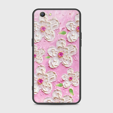 Oppo F1S Cover - Floral Series - Design 5 - Pink & White - HQ Ultra Shine Premium Infinity Glass Soft Silicon Borders Case