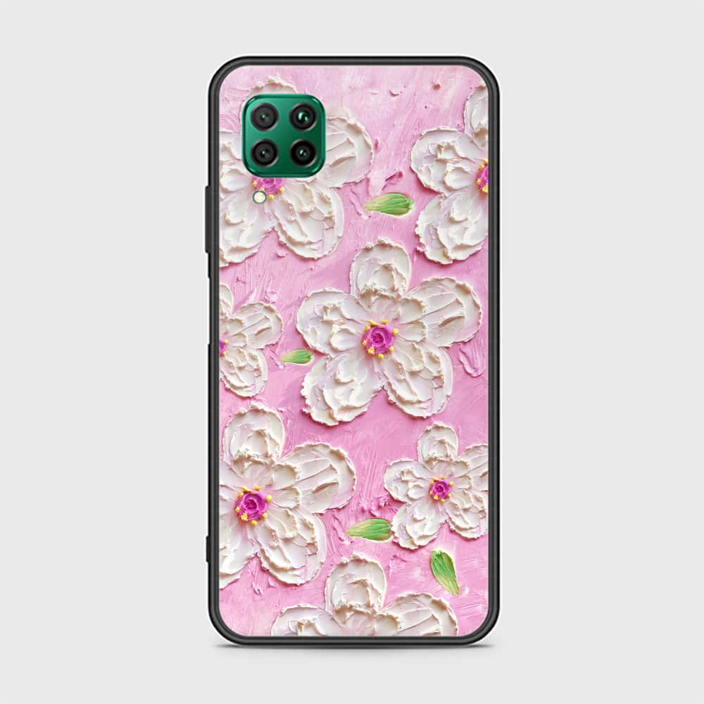 Huawei Nova 7i Cover - Floral Series - Design 5 - Pink & White - HQ Ultra Shine Premium Infinity Glass Soft Silicon Borders Case