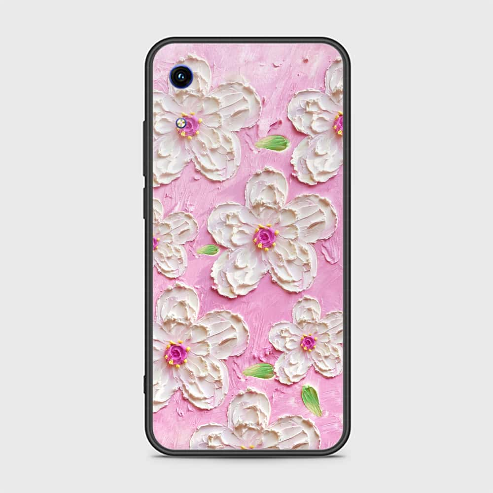 Huawei Honor 8A Cover - Floral Series - Design 5 - Pink & White - HQ Ultra Shine Premium Infinity Glass Soft Silicon Borders Case