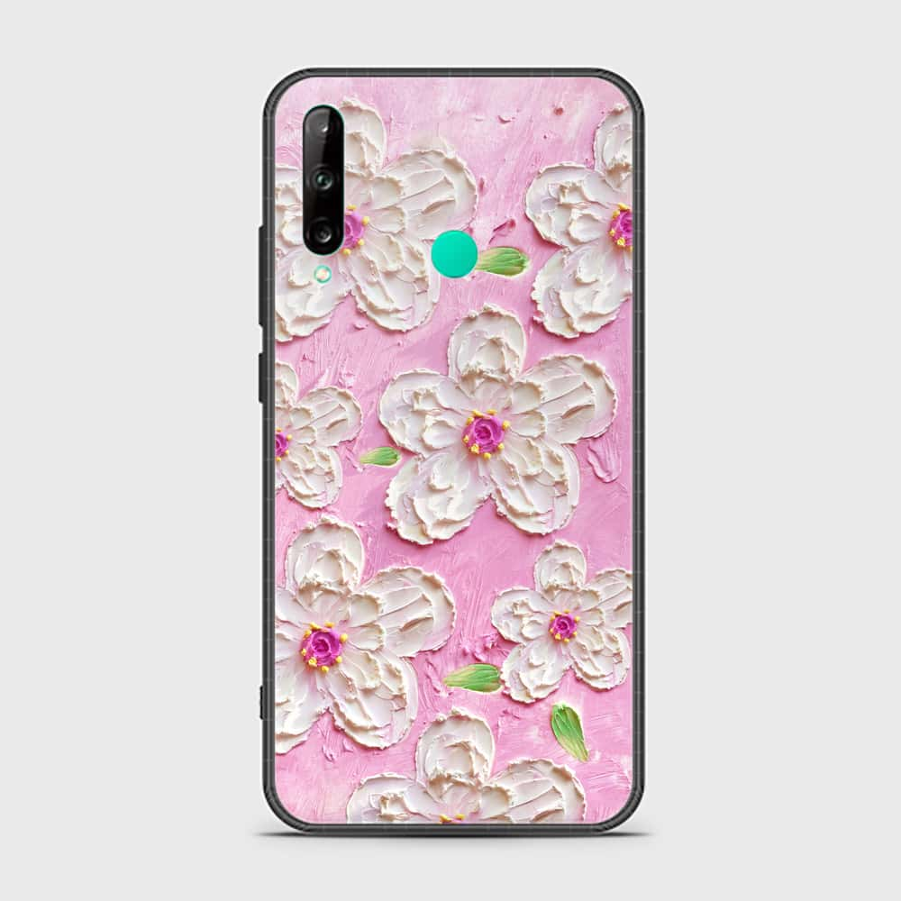 Huawei P40 Lite E Cover - Floral Series - Design 5 - Pink & White - HQ Ultra Shine Premium Infinity Glass Soft Silicon Borders Case