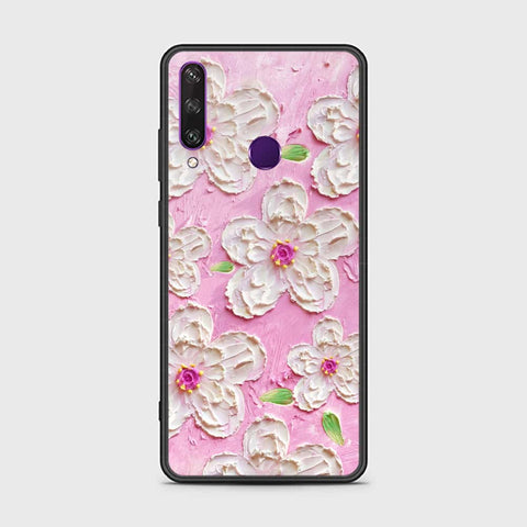 Huawei Y6p Cover - Floral Series - Design 5 - Pink & White - HQ Ultra Shine Premium Infinity Glass Soft Silicon Borders Case