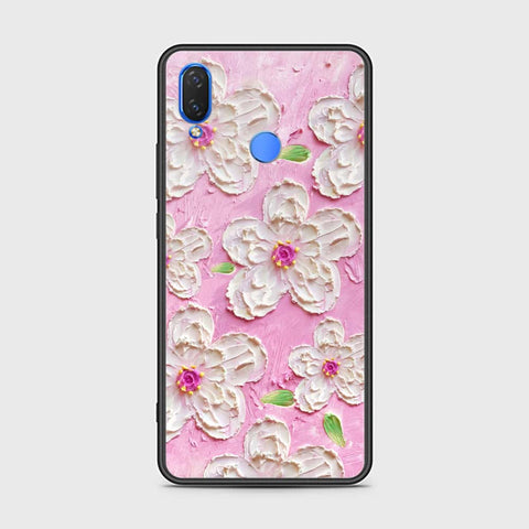 Huawei Y9 2019 Cover - Floral Series - Design 5 - Pink & White - HQ Ultra Shine Premium Infinity Glass Soft Silicon Borders Case