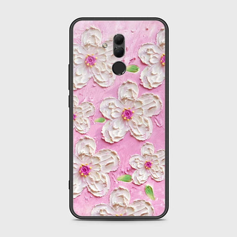 Huawei Mate 20 Lite Cover - Floral Series - Design 5 - Pink & White - HQ Ultra Shine Premium Infinity Glass Soft Silicon Borders Case