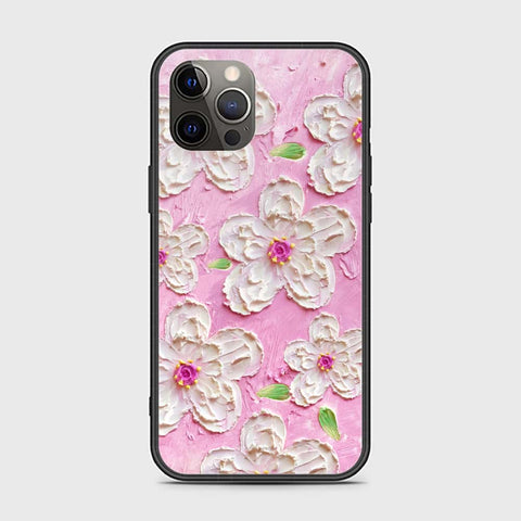 iPhone 12 Pro Max Cover - Floral Series - Design 5 - Pink & White - HQ Ultra Shine Premium Infinity Glass Soft Silicon Borders Case