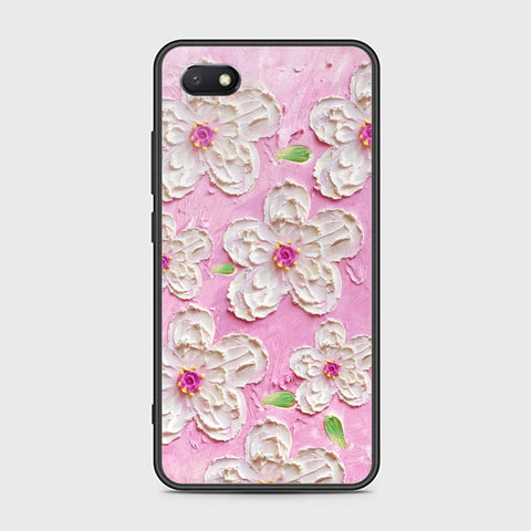 Y5 2018 Cover - Floral Series - Design 5 - Pink & White - HQ Ultra Shine Premium Infinity Glass Soft Silicon Borders Case