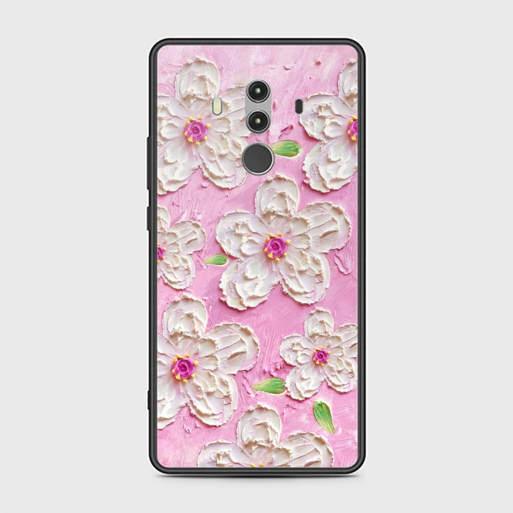 Huawei Mate 10 Pro Cover - Floral Series - Design 5 - Pink & White - HQ Ultra Shine Premium Infinity Glass Soft Silicon Borders Case