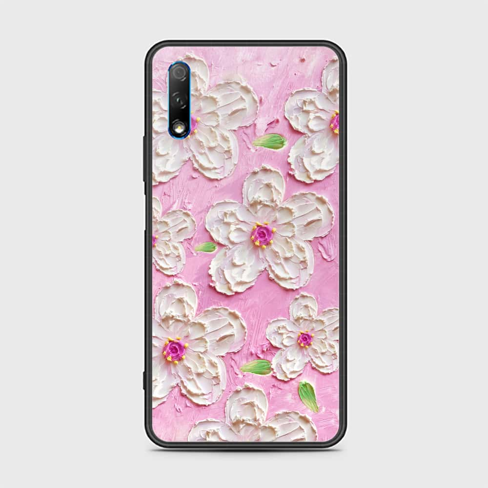 Honor 9X Cover - Floral Series - Design 5 - Pink & White - HQ Ultra Shine Premium Infinity Glass Soft Silicon Borders Case