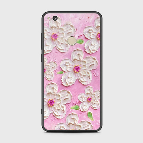 Huawei Honor 8 Lite Cover - Floral Series - Design 5 - Pink & White - HQ Ultra Shine Premium Infinity Glass Soft Silicon Borders Case