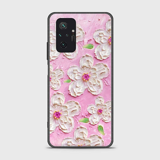 Xiaomi Redmi Note 10 Pro 4G Cover - Floral Series - Design 5 - Pink & White - HQ Ultra Shine Premium Infinity Glass Soft Silicon Borders Case