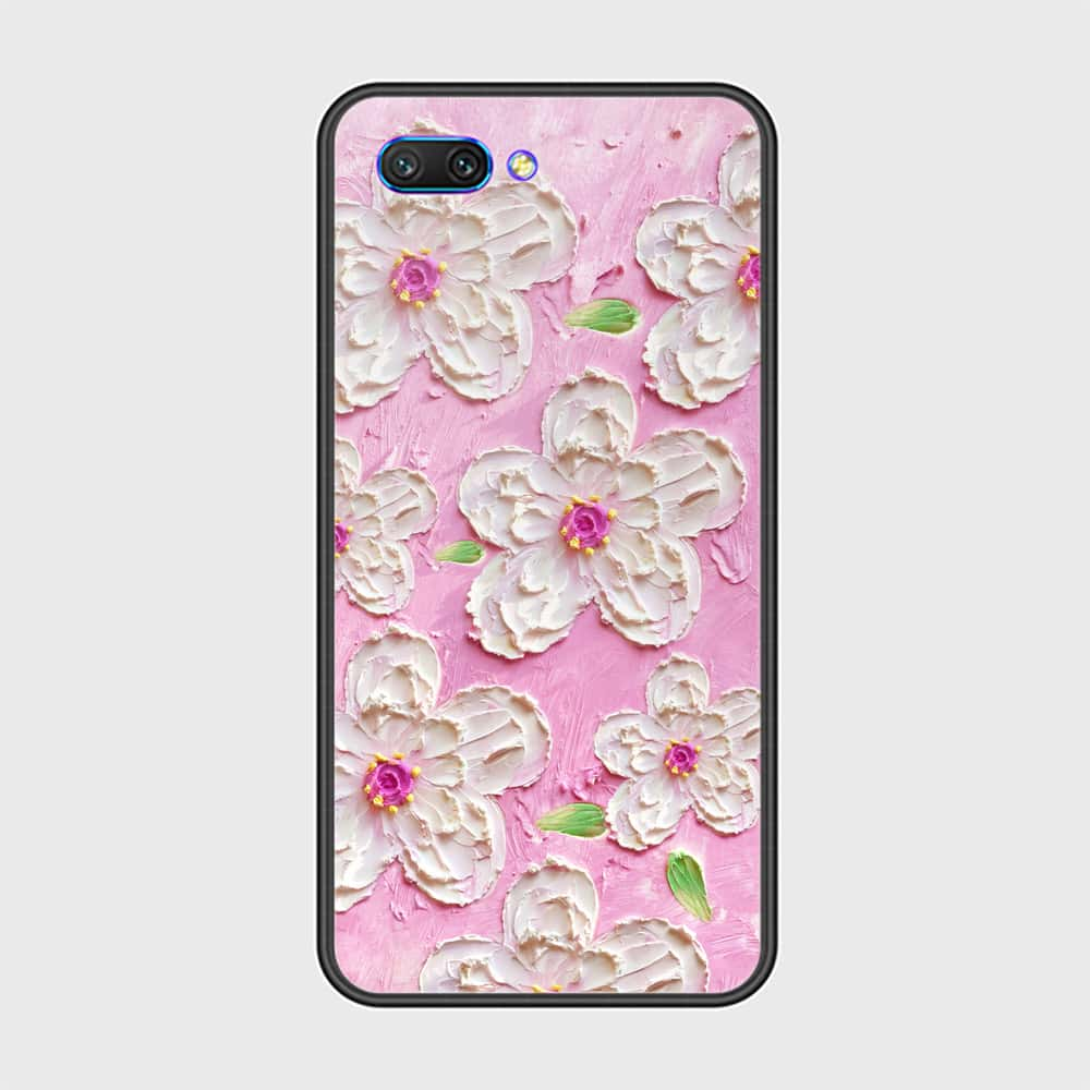 Huawei Honor 10 Cover - Floral Series - Design 5 - Pink & White - HQ Ultra Shine Premium Infinity Glass Soft Silicon Borders Case