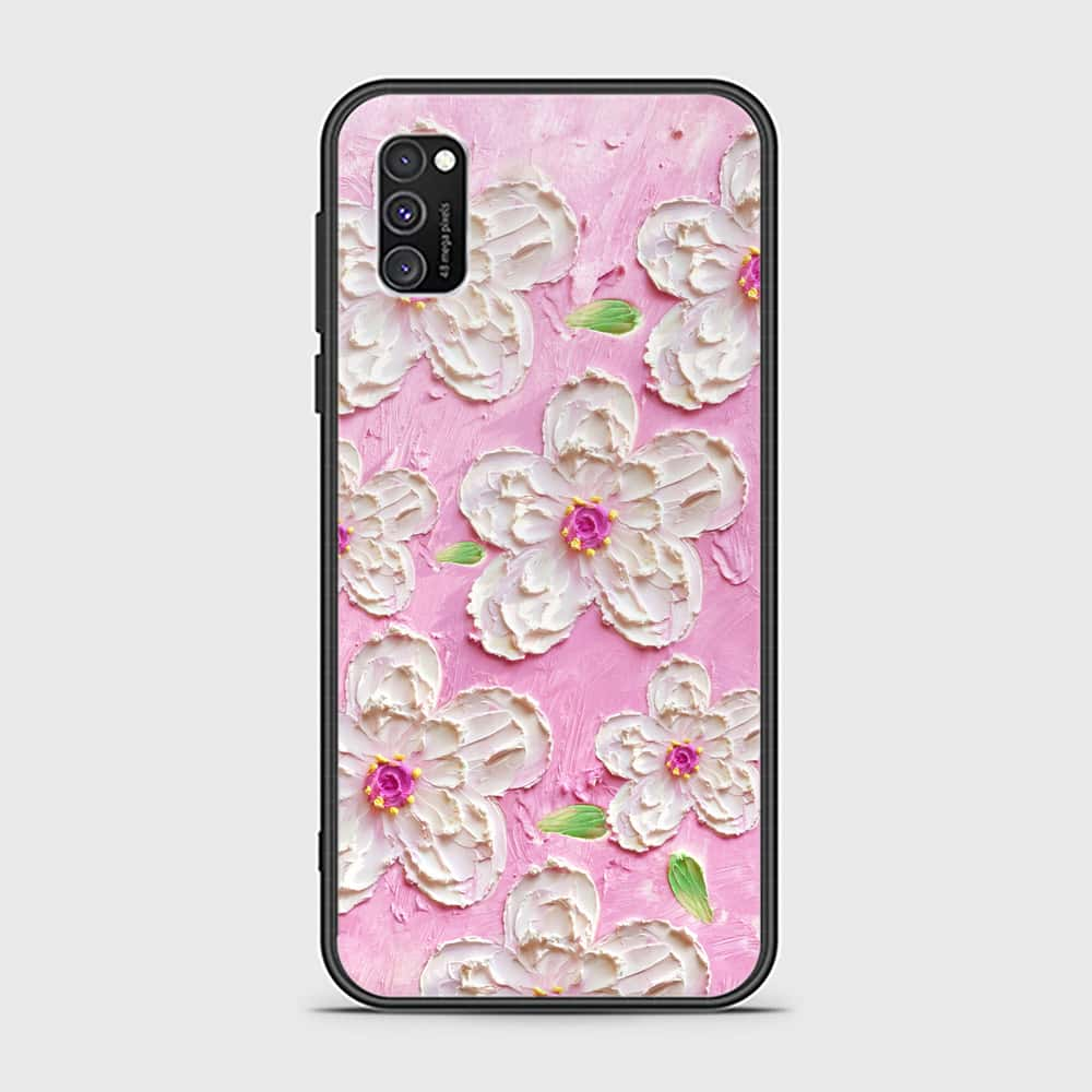 Samsung Galaxy A02s Cover - Floral Series - Design 5 - Pink & White - HQ Ultra Shine Premium Infinity Glass Soft Silicon Borders Case