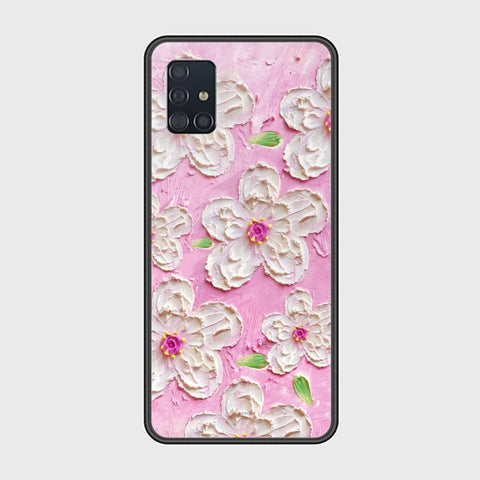 Samsung Galaxy A51 Cover - Floral Series - Design 5 - Pink & White - HQ Ultra Shine Premium Infinity Glass Soft Silicon Borders Case