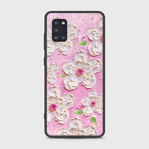 Samsung Galaxy A31 Cover - Floral Series - Design 5 - Pink & White - HQ Ultra Shine Premium Infinity Glass Soft Silicon Borders Case