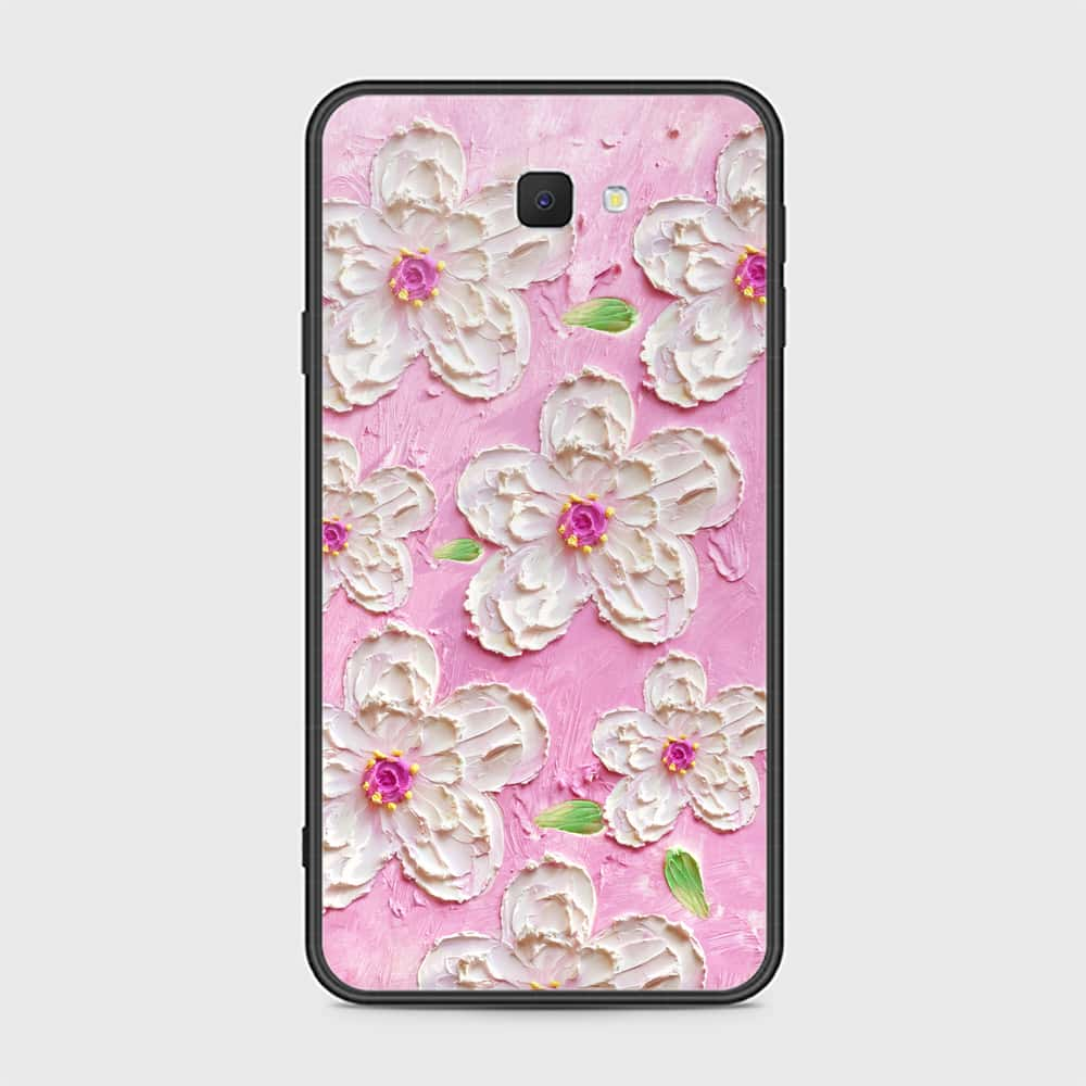 Samsung Galaxy J7 Prime Cover - Floral Series - Design 5 - Pink & White - HQ Ultra Shine Premium Infinity Glass Soft Silicon Borders Case