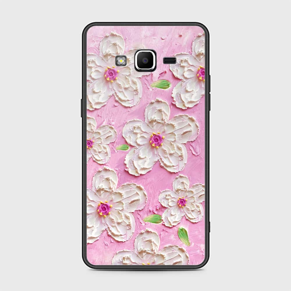 Samsung Galaxy J2 Prime Cover - Floral Series - Design 5 - Pink & White - HQ Ultra Shine Premium Infinity Glass Soft Silicon Borders Case