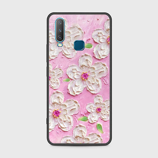 Vivo Y12 Cover - Floral Series - Design 5 - Pink & White - HQ Ultra Shine Premium Infinity Glass Soft Silicon Borders Case