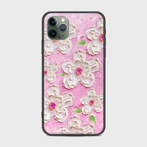 iPhone 11 Pro Max Cover - Floral Series - Design 5 - Pink & White - HQ Ultra Shine Premium Infinity Glass Soft Silicon Borders Case