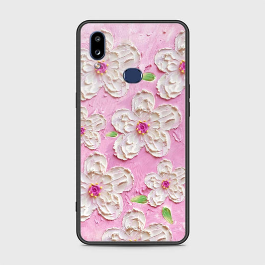 Samsung Galaxy A10s Cover - Floral Series - Design 5 - Pink & White - HQ Ultra Shine Premium Infinity Glass Soft Silicon Borders Case