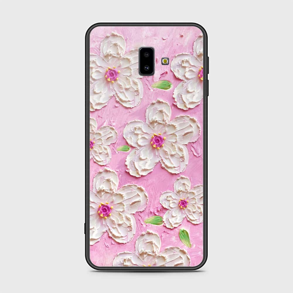 Samsung Galaxy J6 Plus Cover - Floral Series - Design 5 - Pink & White - HQ Ultra Shine Premium Infinity Glass Soft Silicon Borders Case