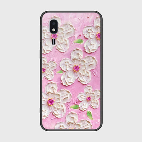 Samsung Galaxy A2 Core Cover - Floral Series - Design 5 - Pink & White - HQ Ultra Shine Premium Infinity Glass Soft Silicon Borders Case