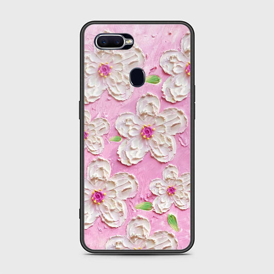 Oppo F9 Cover - Floral Series - Design 5 - Pink & White - HQ Ultra Shine Premium Infinity Glass Soft Silicon Borders Case