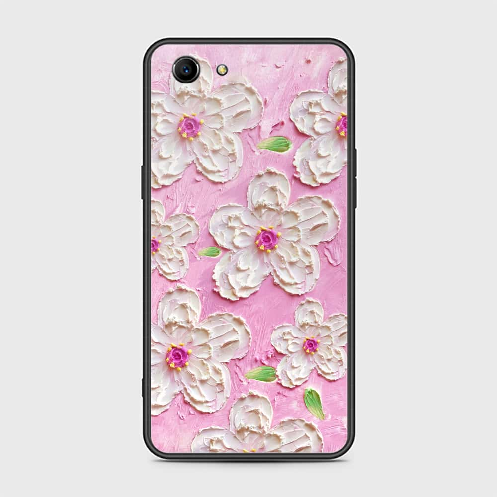 Oppo A83 Cover - Floral Series - Design 5 - Pink & White - HQ Ultra Shine Premium Infinity Glass Soft Silicon Borders Case