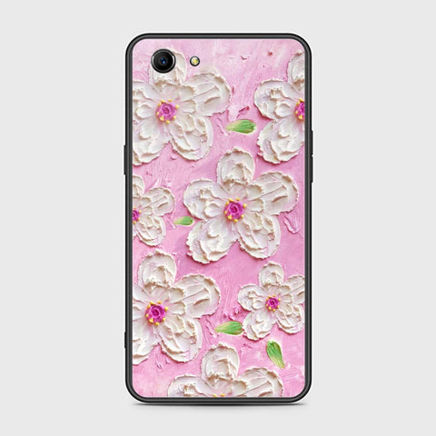 Oppo A83 Cover - Floral Series - Design 5 - Pink & White - HQ Ultra Shine Premium Infinity Glass Soft Silicon Borders Case