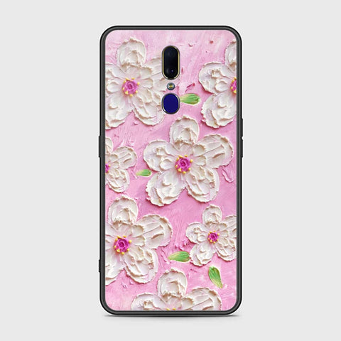 Oppo F11 Cover - Floral Series - Design 5 - Pink & White - HQ Ultra Shine Premium Infinity Glass Soft Silicon Borders Case