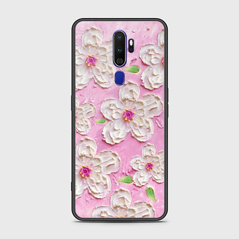 Oppo A5 2020 Cover - Floral Series - Design 5 - Pink & White - HQ Ultra Shine Premium Infinity Glass Soft Silicon Borders Case